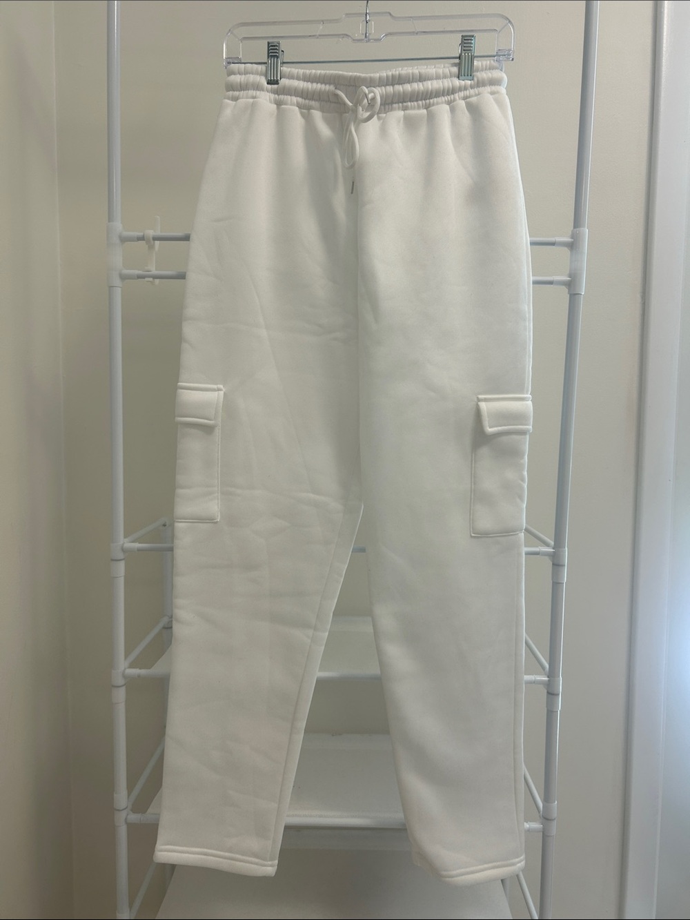 SHEIN White Cargo Sweat Joggers with Drawstring Waist